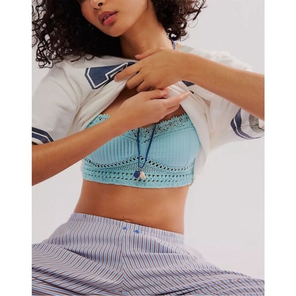 Free People Tallulah Bralette in Aqua-esque Blue Sizes SM & M $48 Retail NWT - Picture 3 of 12